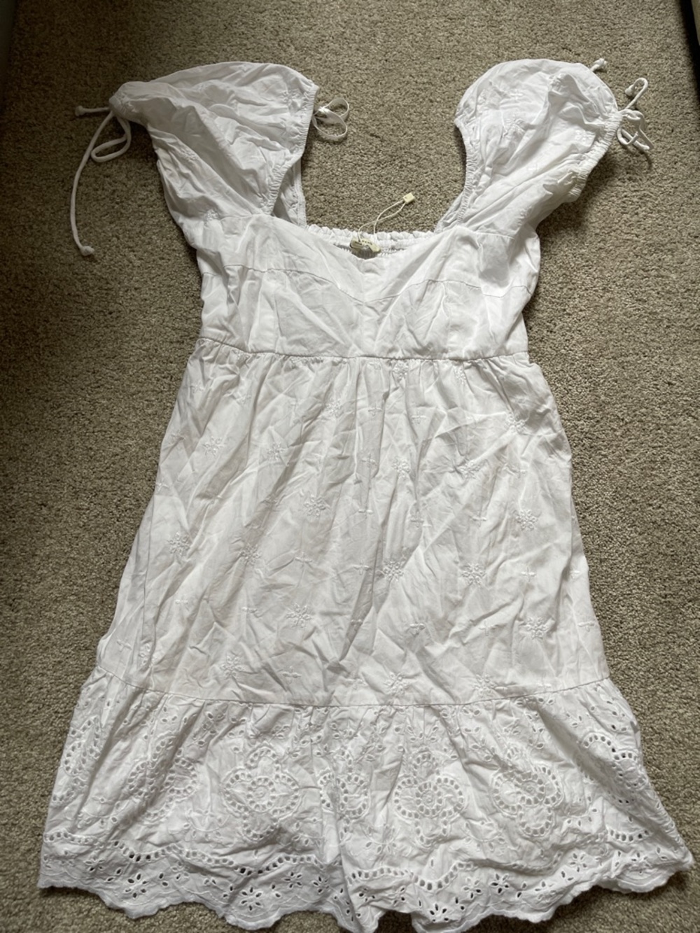 White Eyelet Tie-Shoulder Sundress
